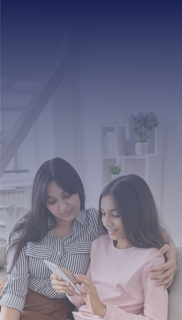 Mom and daughter on phone