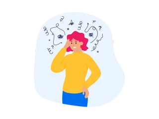 Illustration of woman thinking anxiously